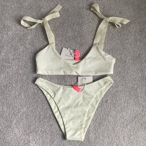 Cream High Cut Tie Bikini